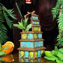 Enchanted Tiki Pagoda (Green/Blue + Orange) - Ceramic Tiki Mugs - Limited Edition / Limited Time Pre-Order