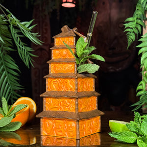 Enchanted Tiki Pagoda (Orange) - Ceramic Tiki Mug - Limited Edition / Limited Time Pre-Order
