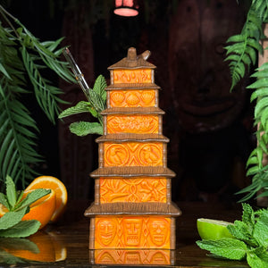Enchanted Tiki Pagoda (Orange) - Ceramic Tiki Mug - Limited Edition / Limited Time Pre-Order