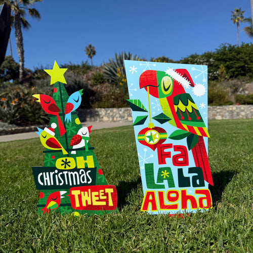 Jeff Granito's 'Jingle Birds' Metal Yard Stake Set of TWO (2) - Pre-Order