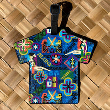 Colorful 'Star Bars' Aloha luggage tag with vibrant patterns, faux leather, and buckle strap for easy identification.