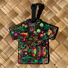 Vibrant Jeff Granito's 'Forbidden Jungle' Aloha Luggage Tag with tropical designs on faux leather, featuring a buckle strap.
