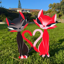 Jeff Granito's 'Liz and Desi' Love Cats Metal Yard Stake Set of TWO (2) - Pre-Order