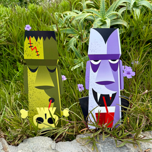 Jeff Granito's 'Monster Moai' Metal Yard Stakes Set of TWO (2) - Limited Time Pre-Order