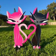 Jeff Granito's 'Lucy and Eddie' Love Cats Metal Yard Stake Set of TWO (2) - Pre-Order