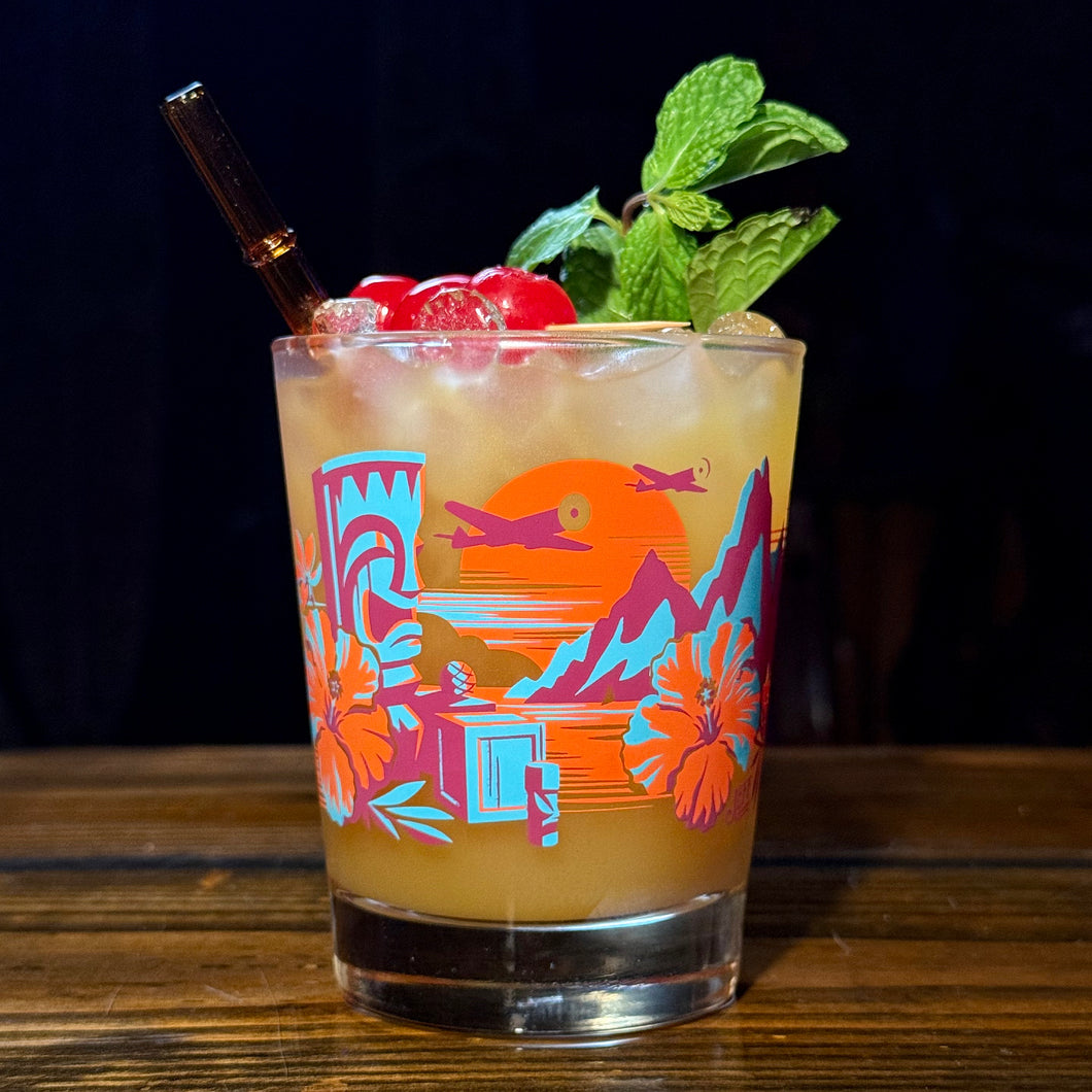 'TikiLand Expeditions Sunset' Mai Tai Cocktail Glass - Ready to Ship!
