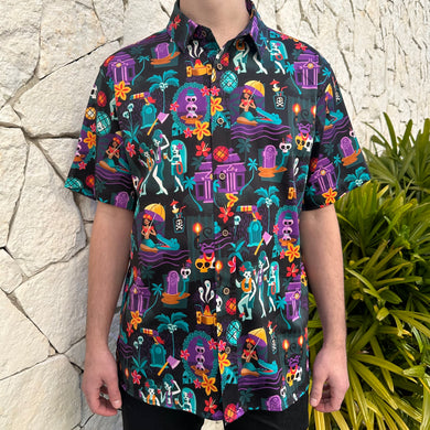 'Hula Haunts' Modern Fit with Flex Button-Up Shirt - Unisex - Ready to Ship!