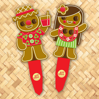 Jeff Granito's 'Gingerbread Beachcombers' Metal Yard Stakes Set of TWO (2) - Pre-Order