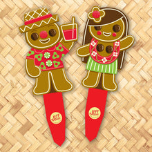 Jeff Granito's 'Gingerbread Beachcombers' Metal Yard Stakes Set of TWO (2)