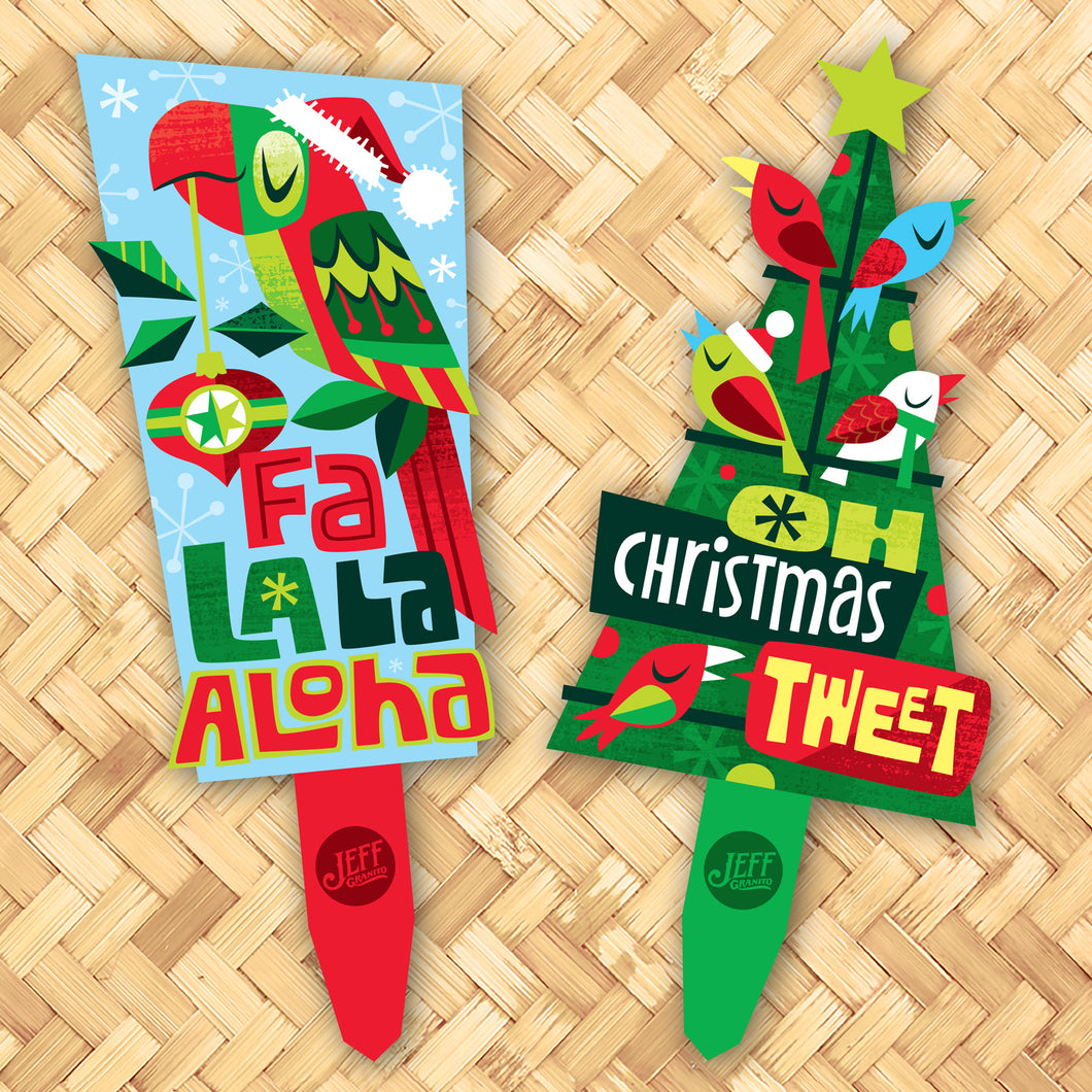 Jeff Granito's 'Jingle Birds' Metal Yard Stake Set of TWO (2) - Pre-Order