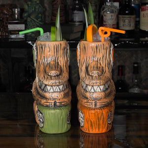 Tiki tOny's Enchanted Tiki Room Drummer ceramic Tiki Mug (Orange or Green), sculpted by Tiki tOny and Thor - DECOR USE ONLY - Ready to Ship! (FREE SHIPPING in U.S.)
