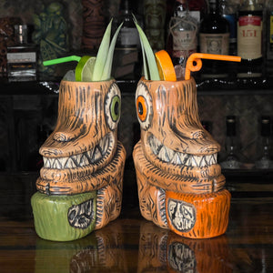 Tiki tOny's Enchanted Tiki Room Drummer Tiki Mug (Orange or Green), sculpted by Tiki tOny and Thor - Limited Edition / Limited Time Pre-Order