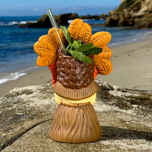 Hula World: Beach (Tiki Drummer + Mask Dancer) - Ceramic Tiki Mugs - Limited Edition / Limited Time Pre-Order (FREE Shipping in U.S.)