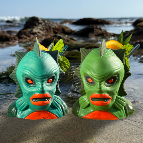 Jeff Granito's Creature Feature (Aqua Lagoon + Green Swamp) - Ceramic Tiki Mugs + Signed Art Print - Limited Edition / Limited Time Pre-Order (FREE Shipping in U.S.)