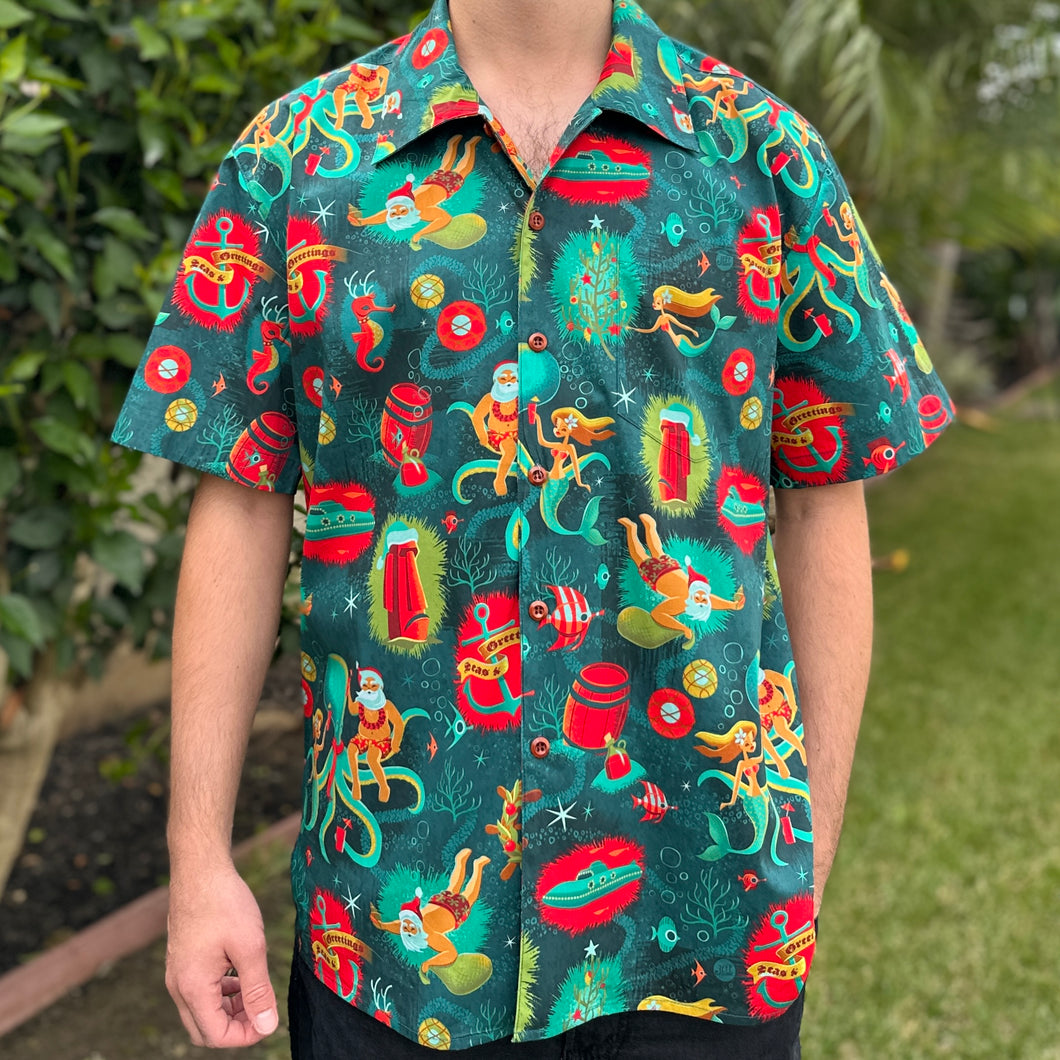 Jeff Granito's 'Seas & Greetings' Classic Aloha Button-Up Shirt - Unisex - Ready to Ship! (FREE SHIPPING in U.S.)