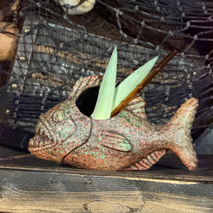 Jungle River Piranha ceramic Tiki Mug - 3 Limited Editions of 275 Combined - Made in USA - Ready to Ship in about a month - (FREE Shipping in U.S.)