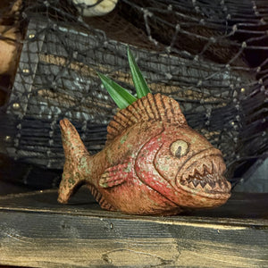 Jungle River Piranha ceramic Tiki Mug - 3 Limited Editions of 275 Combined - Made in USA - Ready to Ship in about a month - (FREE Shipping in U.S.)