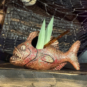 Jungle River Piranha ceramic Tiki Mug - 3 Limited Editions of 275 Combined - Made in USA - Ready to Ship in about a month - (FREE Shipping in U.S.)
