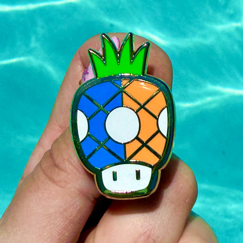 Jeff Granito's 'Pineapple Power-Up - Blue' Enamel Pin - Ready to Ship!