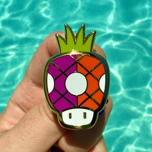 Jeff Granito's 'Pineapple Power-Up - Purple' Enamel Pin - Ready to Ship!