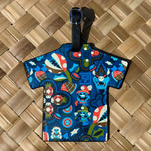 Colorful Aloha luggage tag featuring playful patterns, ideal for easy identification on travel bags.
