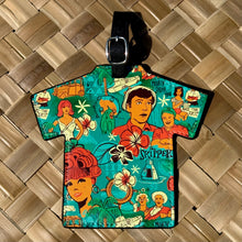 Vibrant 'Three Hour Tour' Aloha luggage tag featuring colorful tropical designs, ideal for easy bag identification.