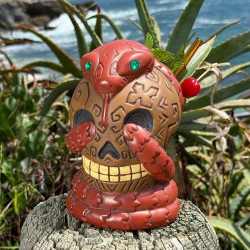 Tiki tOny's Skull n Snake Idol (Emerald Eyes) - Ceramic Tiki Mug - Limited Edition / Limited Time Pre-Order (FREE Shipping in U.S.)