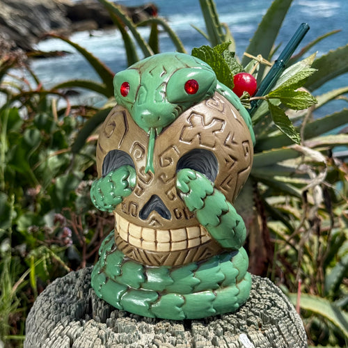 Tiki tOny's Skull n Snake Idol (Ruby Eyes) - Ceramic Tiki Mug - Limited Edition / Limited Time Pre-Order (FREE Shipping in U.S.)