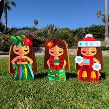 Jeff Granito's 'Hula Holidays' Metal Yard Stakes Set of THREE (3)