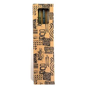 'Monstera' Glass Bamboo Straw Set of Two (2) - Ready to Ship!