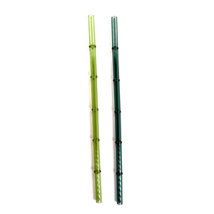 'Monstera' Glass Bamboo Straw Set of Two (2) - Ready to Ship!