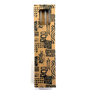 'Clear' Glass Bamboo Straw Set of Two (2) - Ready to Ship!
