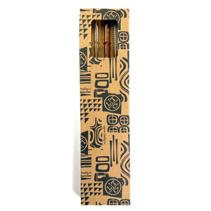 'Sunrise' Glass Bamboo Straw Set of Two (2) - Ready to Ship!