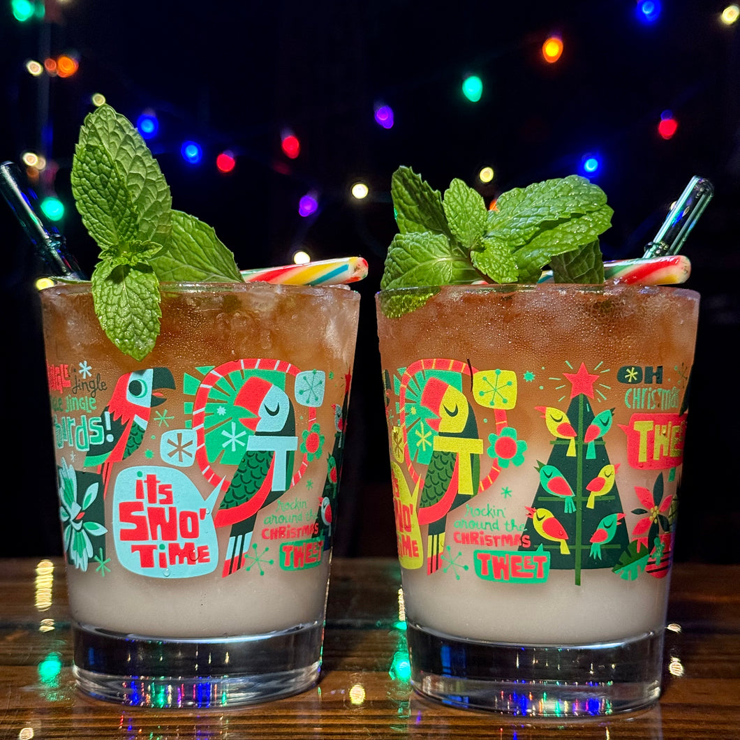 Jeff Granito's 'Jingle Birds' Mai Tai Cocktail Glass (1) - Ready to Ship!