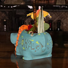 Hippo in Paradise "Bubbles" Tiki Mug, sculpt by Thor - DECOR USE ONLY - Ready to Ship! (FREE SHIPPING in U.S.)