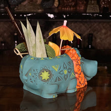 Hippo in Paradise "Bubbles" Tiki Mug, sculpt by Thor - DECOR USE ONLY - Ready to Ship! (FREE SHIPPING in U.S.)