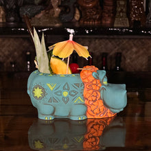 Hippo in Paradise "Bubbles" Tiki Mug, sculpt by Thor - DECOR USE ONLY - Ready to Ship! (FREE SHIPPING in U.S.)