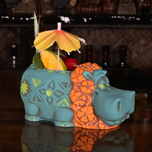 Hippo in Paradise "Bubbles" Tiki Mug, sculpt by Thor - DECOR USE ONLY - Ready to Ship! (FREE SHIPPING in U.S.)