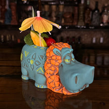 Hippo in Paradise "Bubbles" Tiki Mug, sculpt by Thor - DECOR USE ONLY - Ready to Ship! (FREE SHIPPING in U.S.)