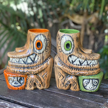Tiki tOny's Enchanted Tiki Room Drummer ceramic Tiki Mug (Orange or Green), sculpted by Tiki tOny and Thor - Ready to Ship!