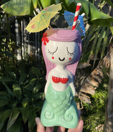 Tiki tOny's Lagoon Mermaid LAVENDER HAIR Tiki Mug - DECOR USE ONLY - Ready to Ship! (FREE SHIPPING in U.S.)