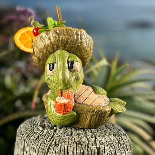 Tiki tOny's Luau Louie the Sippin' Turtle Tiki Mug, sculpt by Thor - DECOR USE ONLY - Ready to Ship! (FREE SHIPPING in U.S.)