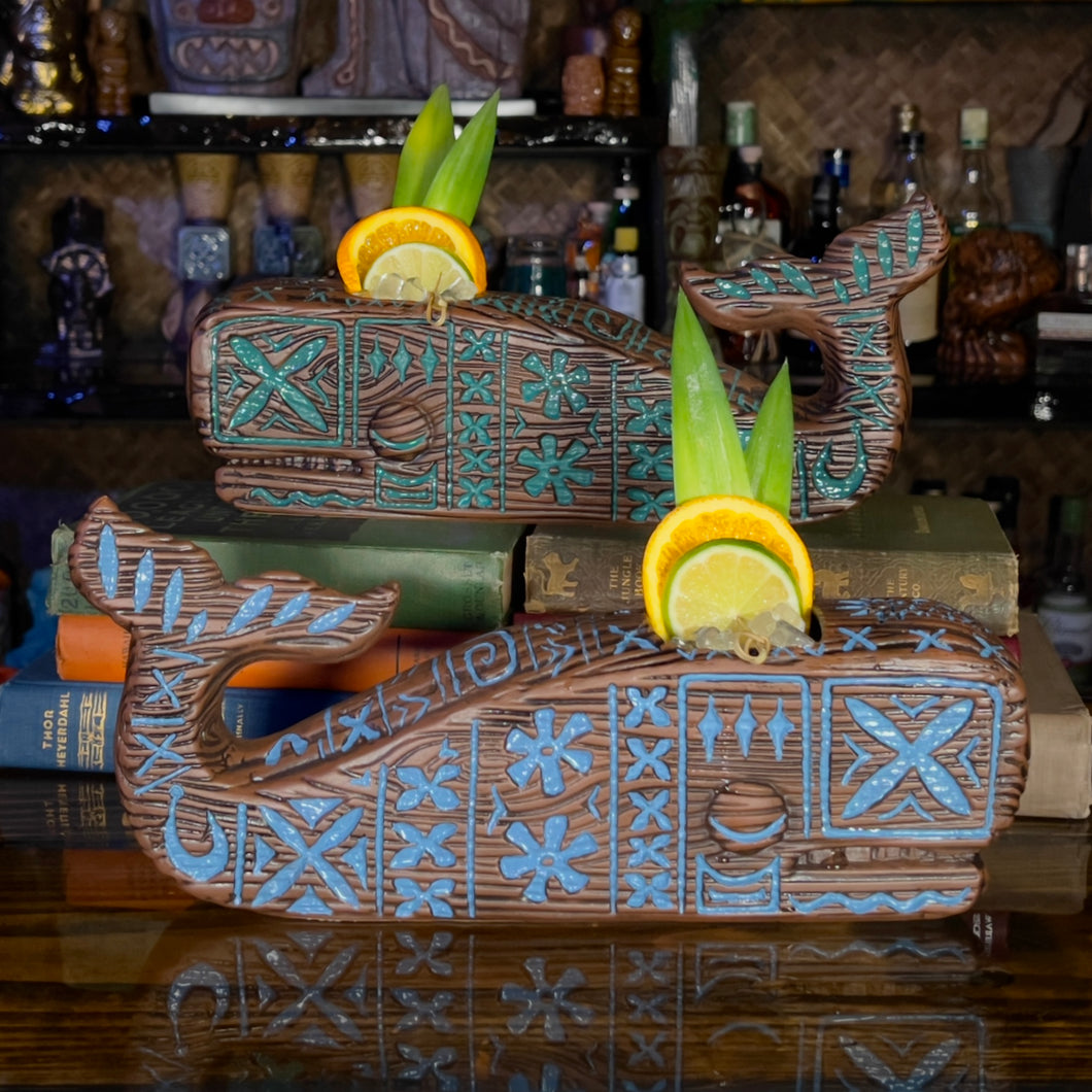 Tiki Whale Tiki Mug (2nd Edition Light Blue), designed Sheryl Schroeder and sculpted by Thor - DECOR USE ONLY - Ready to Ship!