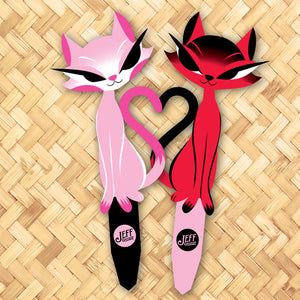 Jeff Granito's 'Liz and Eddie' Love Cats Metal Yard Stake Set of TWO (2) - Pre-Order
