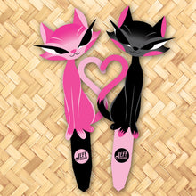 Jeff Granito's 'Lucy and Eddie' Love Cats Metal Yard Stake Set of TWO (2) - Pre-Order