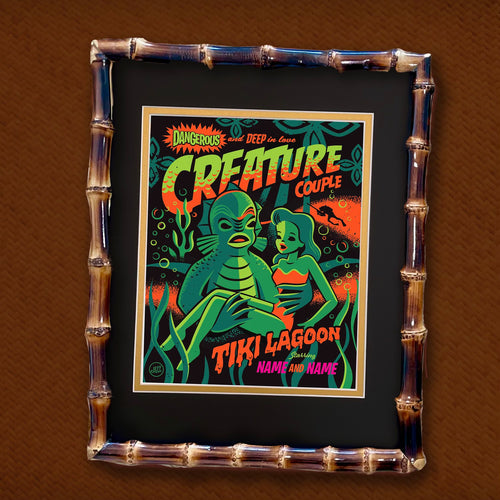 Personalized 'Creature Couple' 8X10 Matted Print and 11X14 Bamboo Frame Set - Limited Time Pre-Order