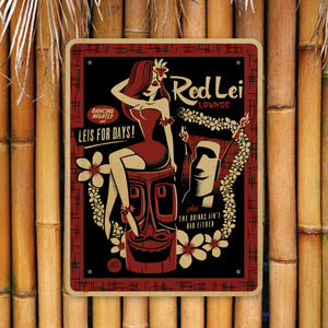 Red Lei Lounge Metal Sign