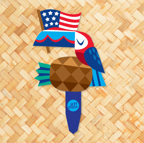 'Star-Spangled Aloha Toucan' Metal Yard Stake - Limited Time Pre-Order