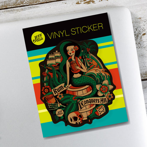 Jeff Granito's 'Rum Conquers All' Craft Paper Vinyl Sticker - Ready to Ship!