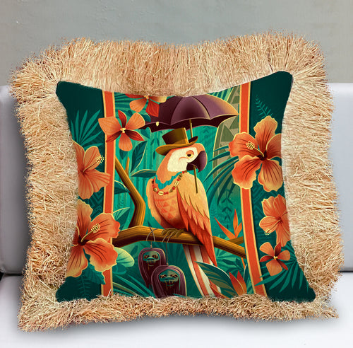 Jeff Granito's 'Head Salesman of the East' Fringe Pillow Cover - Ready to Ship! (FREE SHIPPING in U.S.)